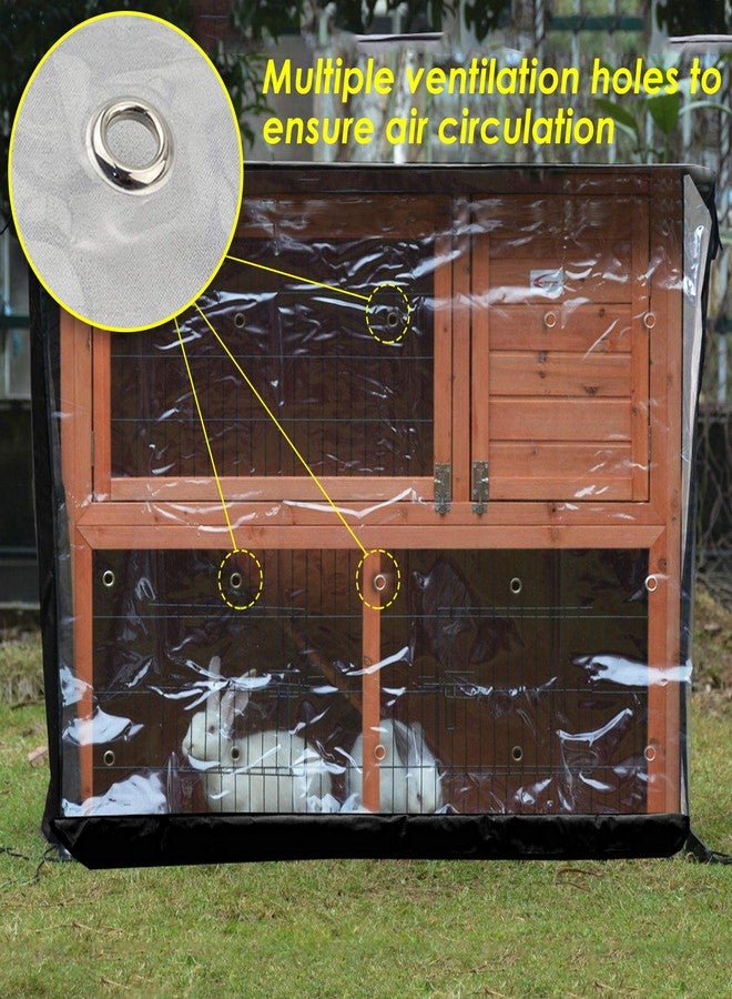 COOSOO Rabbit Hutch Cover Outdoor Waterproof Double Rabbit Cage Dust Cover for Winter Pet Cage Protection with Zipper Opening Visible Window Vent Holes 48x20x41/122x50x105cm - Image 3
